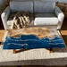 Ready to ship epoxy dining table with blue river resin and live edge poplar wood perfect for contemporary home interiors