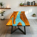 Ready to ship walnut epoxy table with live edge design, USA stock