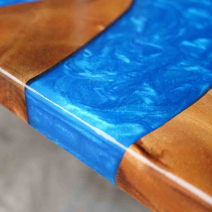 Ready-to-ship walnut resin river dining table, factory stock, seats 8