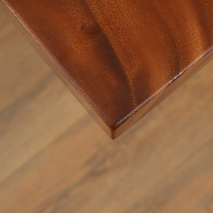 A modern epoxy resin wood conference table with a striking wood grain pattern and a turquoise - hued epoxy resin river running through the center, supported by clear acrylic legs