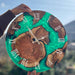Modern epoxy wall clock with natural olive wood slices