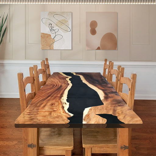 Live edge slab table for dining rooms.