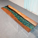 Rock embedded epoxy console table with natural walnut grain