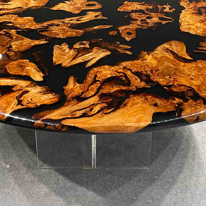 wooden black epoxy coffee table for modern interiors in miami