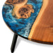 Round epoxy resin table ideal for beach house or ocean view living room