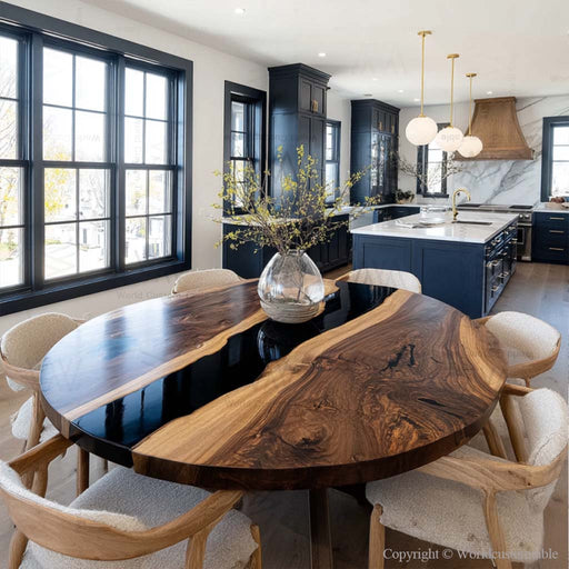 new arrival round wooden epoxy dinning table for kitchens in florida