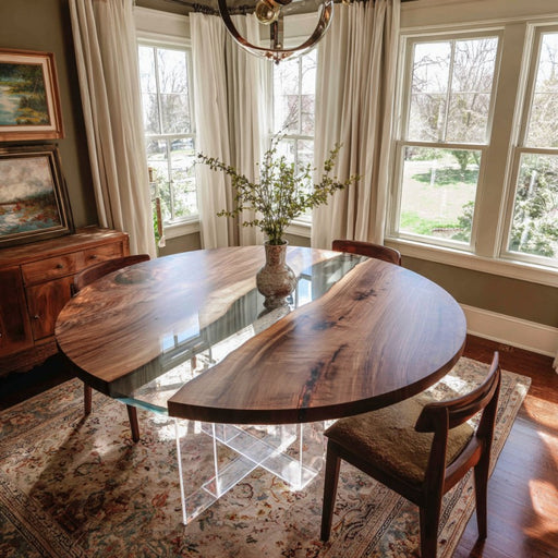 wound wooden clear epoxy resin table for vintage homes in california