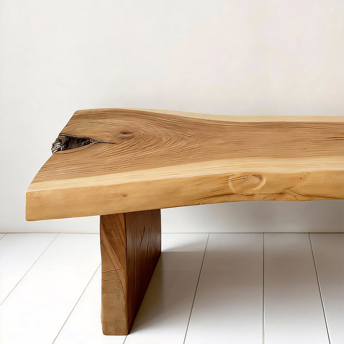 Rustic modern walnut bench with clean lines