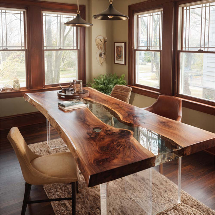 natural black walnut clear epoxy resin table for living rooms in san francisco