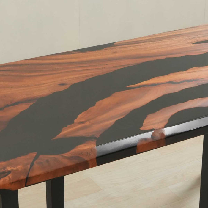 Small Black Epoxy Walnut Table for Family Dining