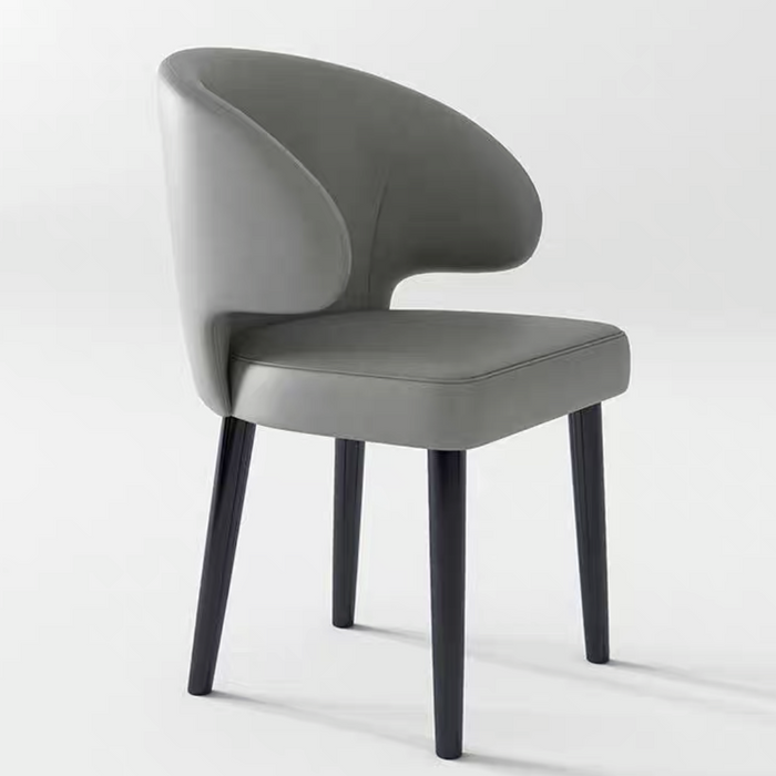 Gray chair with black legs on a white background