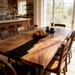 Solid walnut dining table with black epoxy resin river