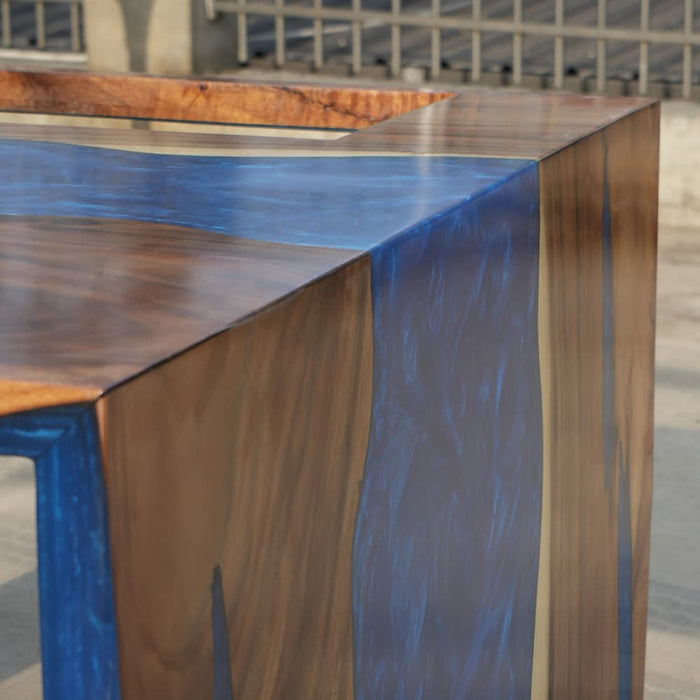 Solid walnut resin waterfall table for modern home furniture