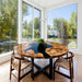 Solid wood epoxy dinning table in a modern interior setting