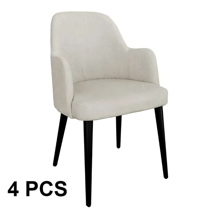 Beige chair with black legs on a white background, labeled '4 PCS'.