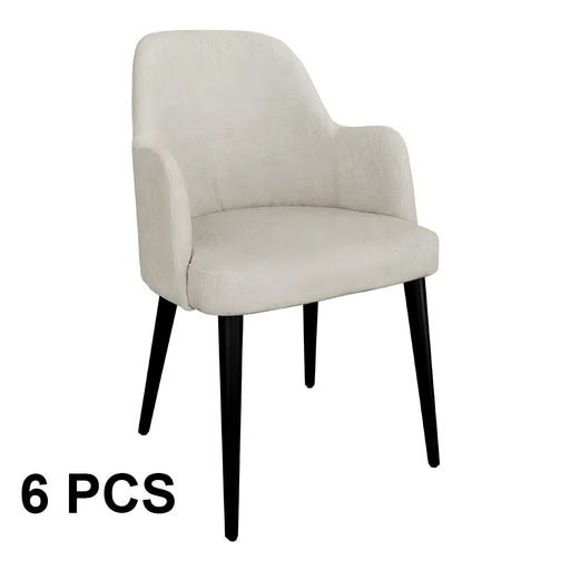 Beige chair with black legs on a white background, labeled '6 PCS'.