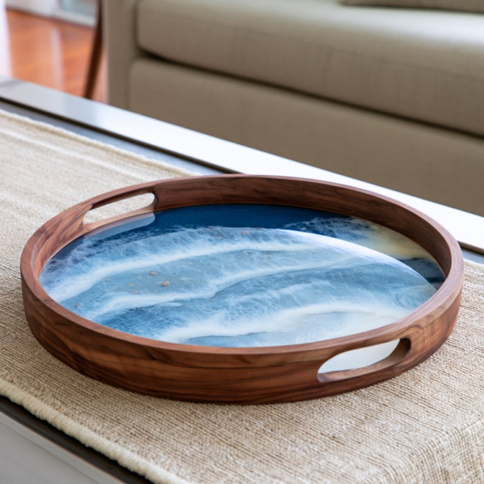 Walnut resin serving tray for charcuterie and appetizers