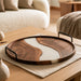 White resin tray with sleek black metal handles