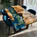 Transparent blue resin table with artistic lotus leaf decoration