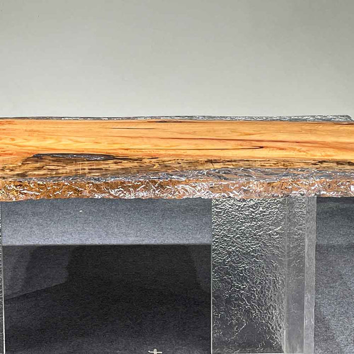 Ready-to-ship Golden Camphor Ice epoxy resin dining table, ideal for 6-8 guests.