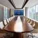 Luxury conference table with black walnut wood and white epoxy resin surface