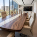 Premium boardroom table with black walnut and white epoxy river design