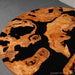 Round resin table for modern dining room with luxury handmade wood craftsmanship