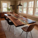 square black walnut clear epoxy resin table for living rooms in san francisco