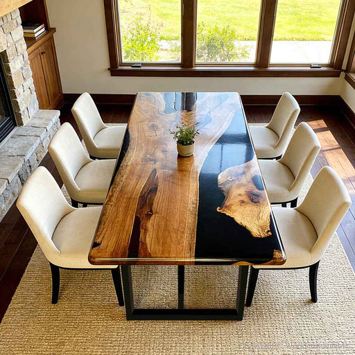 Walnut black epoxy coffee table modern living room