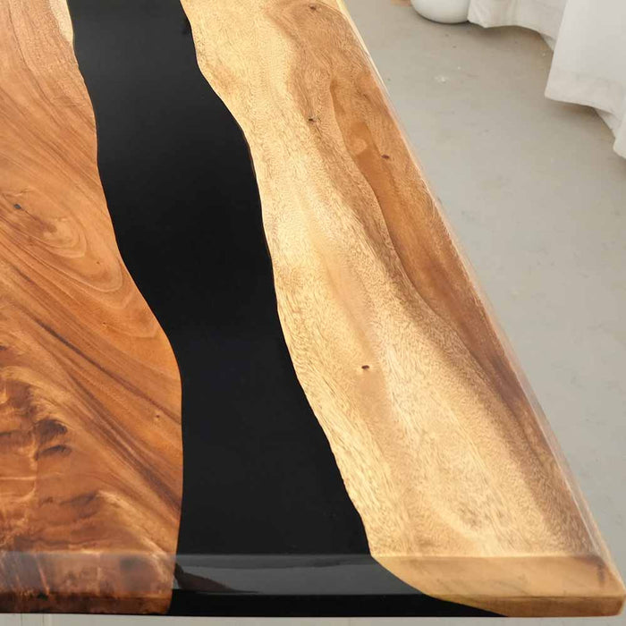 Ready-to-ship 36×60 walnut epoxy resin dining table for 6 people.