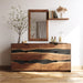 Walnut black resin storage dresser captured with natural lighting showing texture