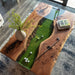 Wooden table with golf-themed design including grass, golf balls, and a club.