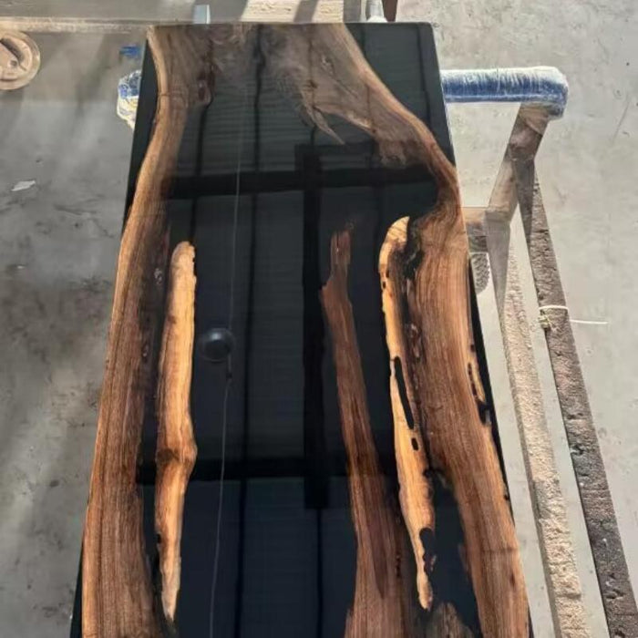 Walnut epoxy hallway table for a modern home