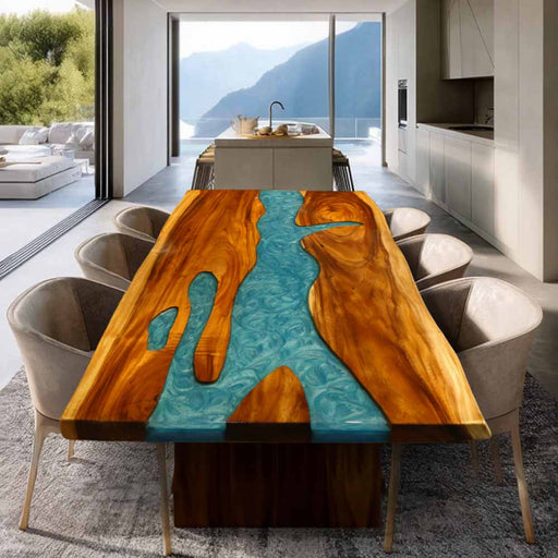 36"x72" walnut epoxy river dining table ready to ship S23