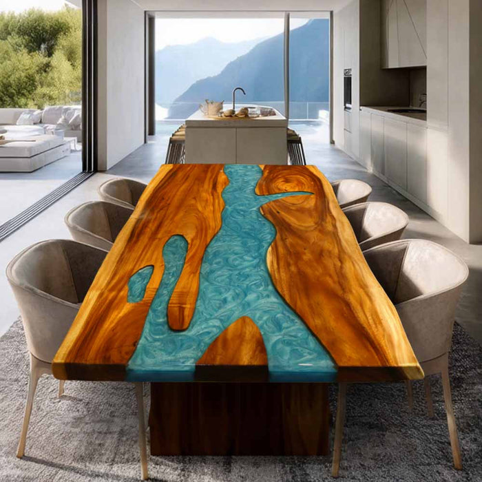36"x72" walnut epoxy river dining table ready to ship S23