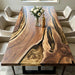 Black walnut live edge dining table with gold epoxy resin river design, luxury handmade kitchen furniture