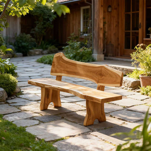 Walnut live edge bench 62.99 inches long in dining room