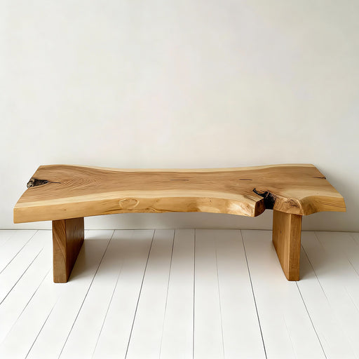Walnut live edge bench in a modern dining room