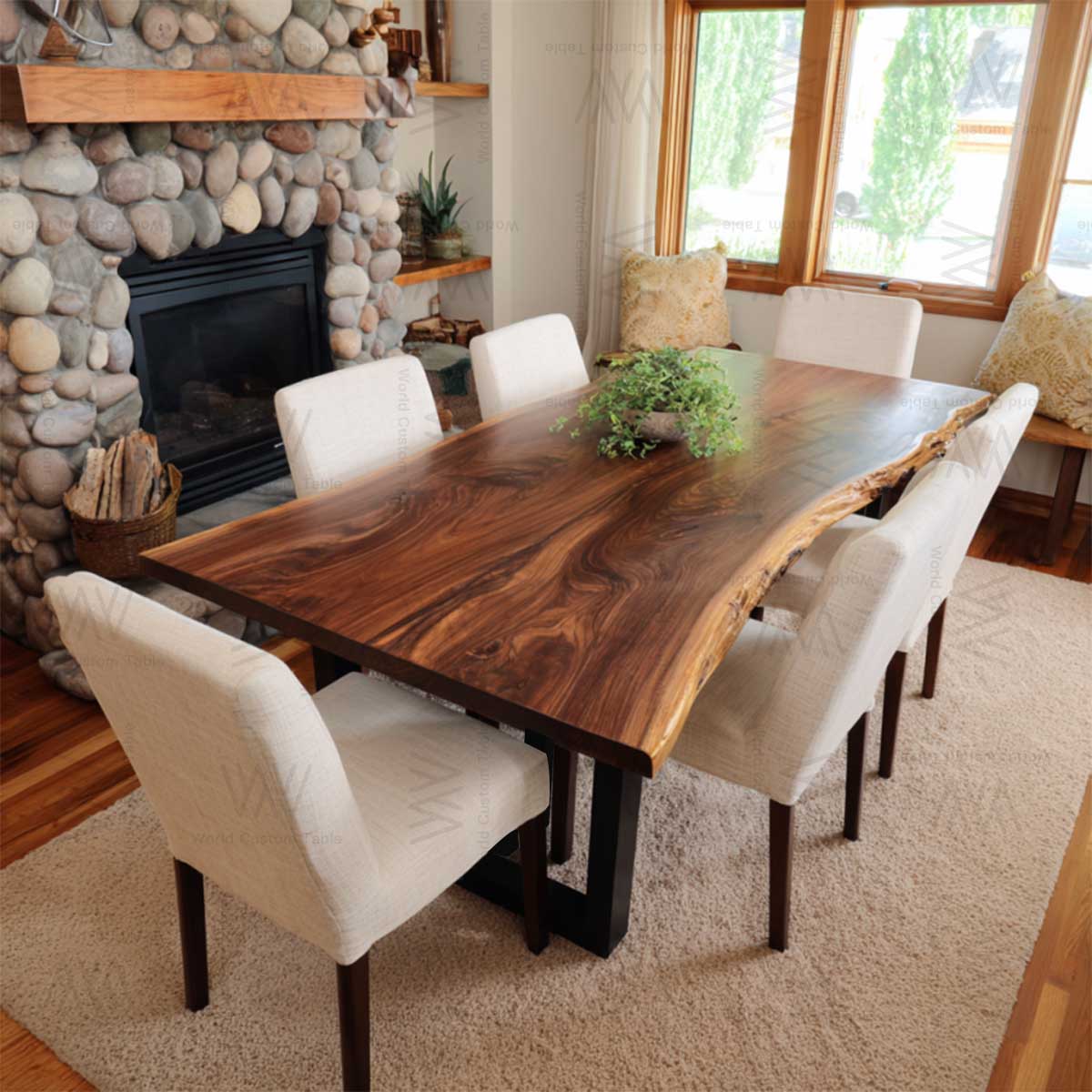 Handcrafted Black Walnut Live Edge Solid Wood Dining Table - W13 ...