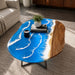 Walnut ocean wave resin coffee table with natural wood grain