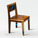 Wooden chair with blue accents on a white background