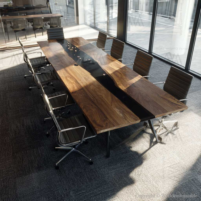 sleek extra large black epoxy table for modern offices in california