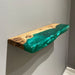 Handmade walnut wood and epoxy resin floating shelf for modern wall decor