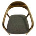 Chair with wooden frame and gray cushion on a white background