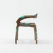 Wooden chair with teal accents on a white background